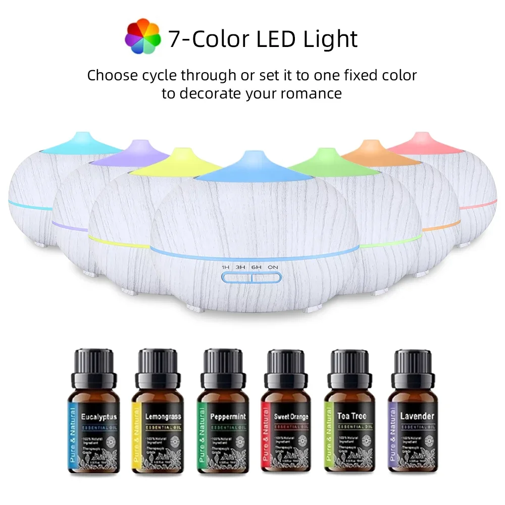 Extra Large 550ml Essential Oil Diffuser & Air Humidifier - Wood Grain Aroma Diffuser with Remote, 7 Color LED, 6 Oils - Perfect
Extra Large 550ml Essential Oil Diffuser & Air Humidifier - Wood Grain Aroma Diffuser with Remote, 7 Color LED, 6 Oils - Perfect