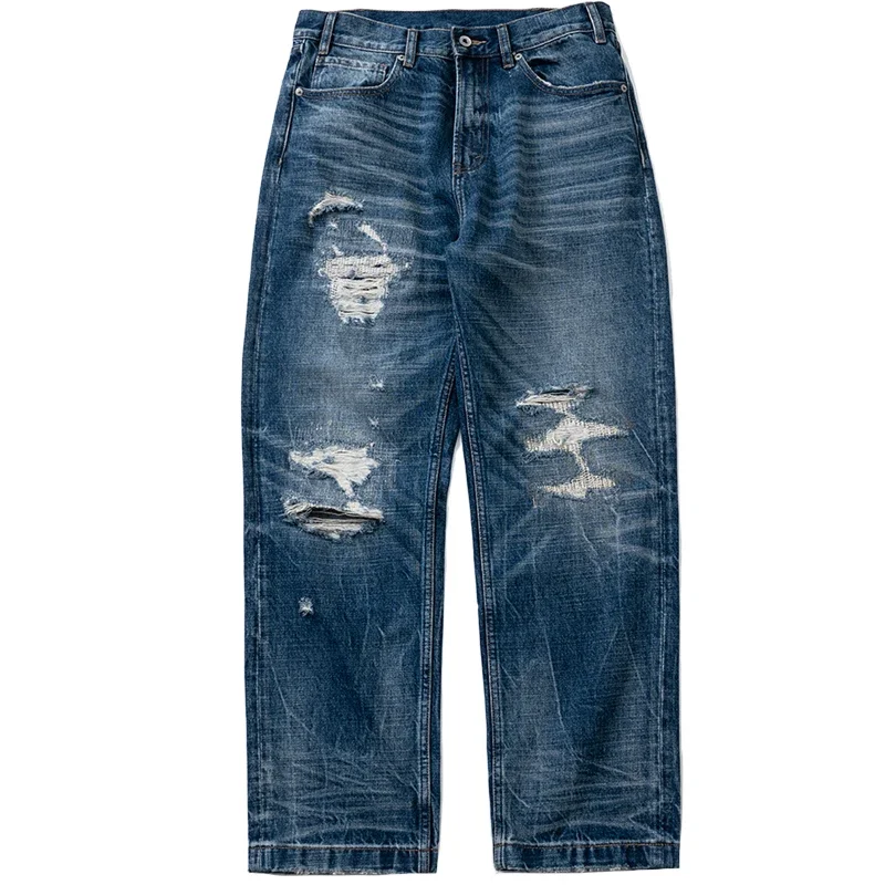 Japanese Washed Damaged Cut Cat Whiskers Textured Straight Tube Patches Ripped Holes Jeans Trendy Loose Men's Pants Trendy
Japanese Washed Damaged Cut Cat Whiskers Textured Straight Tube Patches Ripped Holes Jeans Trendy Loose Men's Pants Trendy