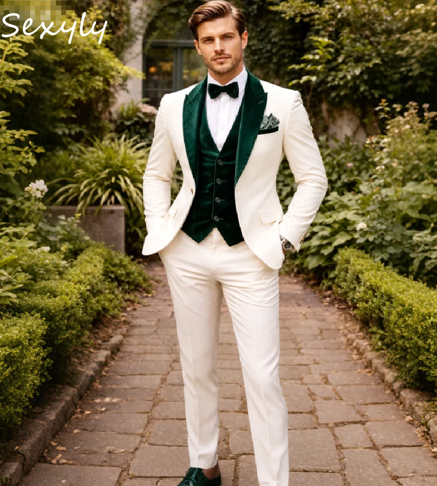 Emerald Green Wedding Tuxedos For Groom Velvet Vest 3 Pieces Slim Blazer Vest Pants Set Men Party Wear Suits Dinner Fit
Emerald Green Wedding Tuxedos For Groom Velvet Vest 3 Pieces Slim Blazer Vest Pants Set Men Party Wear Suits Dinner Fit