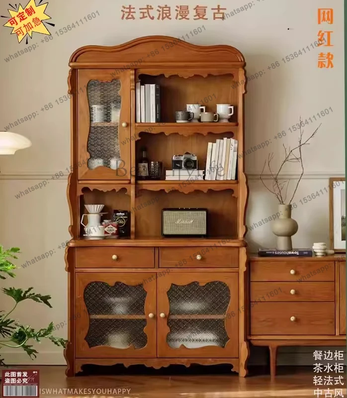 Solid wood dining side cabinet against the wall, living room French retro tea cabinet, multi-functional and advanced sense
Solid wood dining side cabinet against the wall, living room French retro tea cabinet, multi-functional and advanced sense