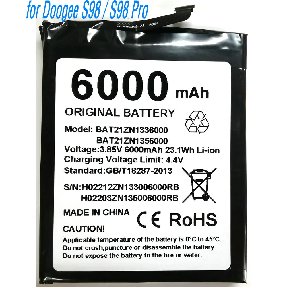 2026 Year 3.85V 23.1Wh BAT21ZN135600 BAT21ZN133600 High Capacity Battery for Doogee S98 / S98 Pro / S99 Mobile Phone
2026 Year 3.85V 23.1Wh BAT21ZN135600 BAT21ZN133600 High Capacity Battery for Doogee S98 / S98 Pro / S99 Mobile Phone