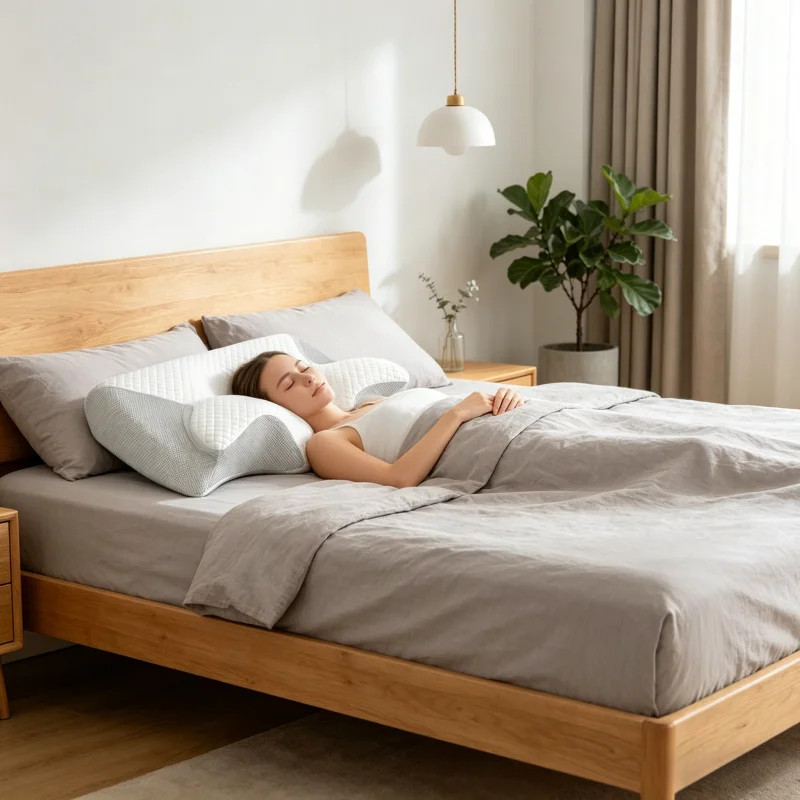 Memory foam butterfly sleep pillow, contoured neck support, helps relieve neck pain for better and comfortable sleeping
Memory foam butterfly sleep pillow, contoured neck support, helps relieve neck pain for better and comfortable sleeping