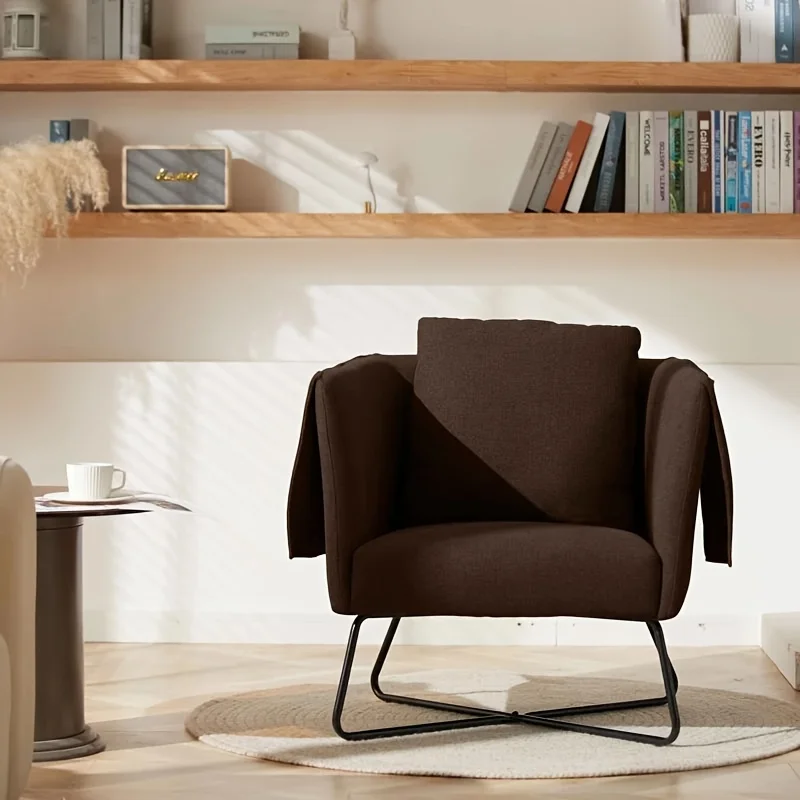Modern Style Single Sofa Band Metal Legs,With Pillow and Side Pocket,Linen Fabric Armchair
Modern Style Single Sofa Band Metal Legs,With Pillow and Side Pocket,Linen Fabric Armchair