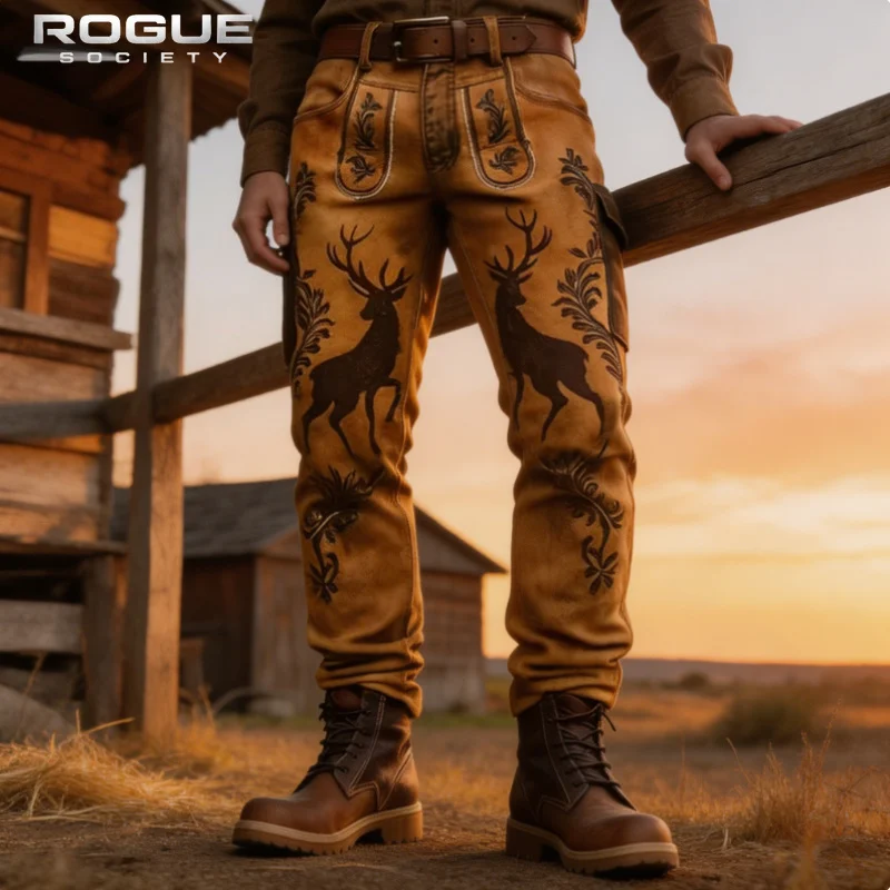 New Western Vintage Deer Print Men Cargo Pants Floral Embroidery Brown Y2K Trousers Retro Casual Streetwear Grunge Denim Pants
New Western Vintage Deer Print Men Cargo Pants Floral Embroidery Brown Y2K Trousers Retro Casual Streetwear Grunge Denim Pants