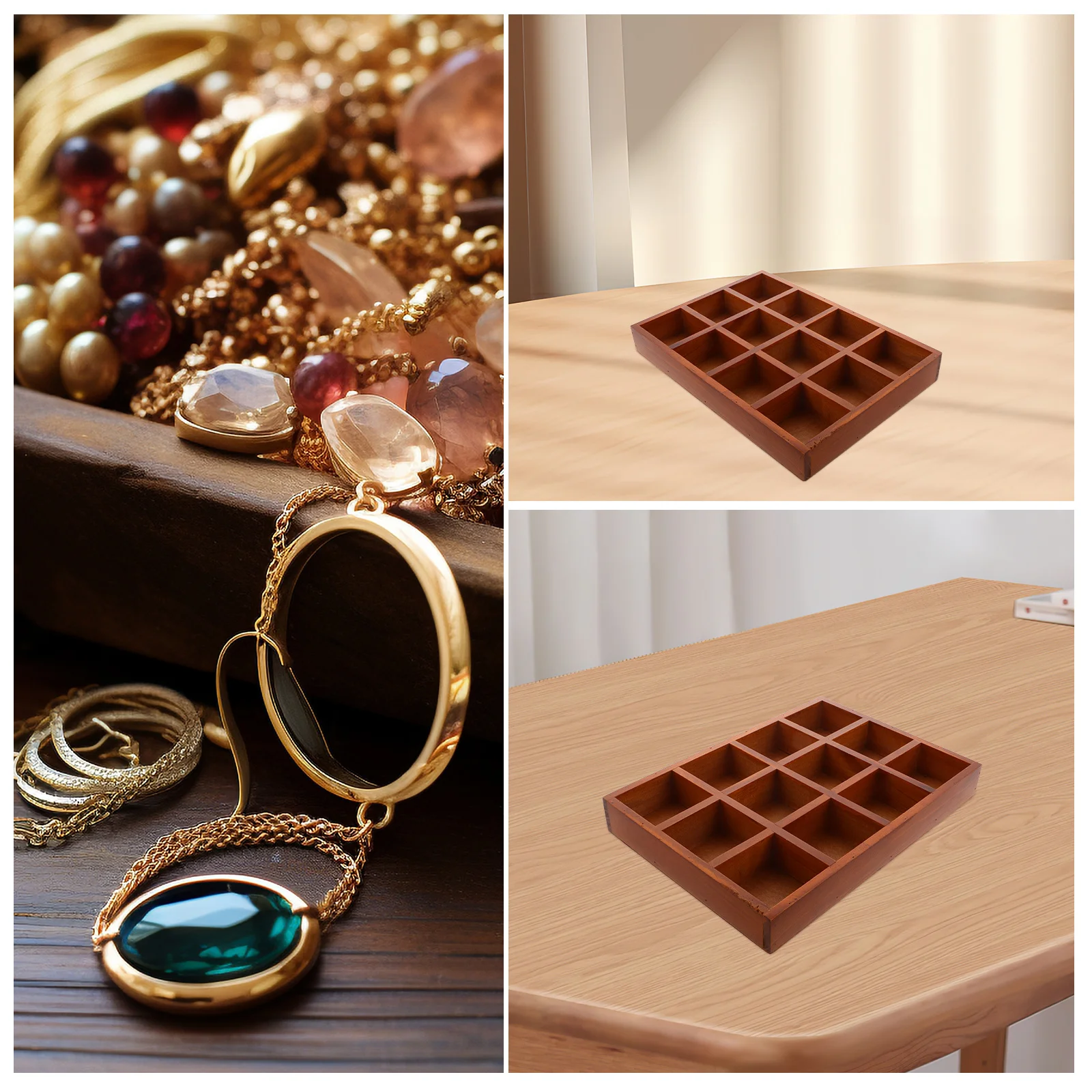 Vintage Wooden Storage Box with 12 Compartments Retro Jewelry Organizer for Desktop Accessories Compact Decorative
Vintage Wooden Storage Box with 12 Compartments Retro Jewelry Organizer for Desktop Accessories Compact Decorative