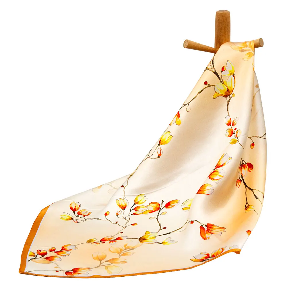 53cm Pure Silk Scarf Luxury Floral Square Bandana Orange Yellow Print Necktie Foulard Hair Head Neckerchief Small Wrap Accessory
53cm Pure Silk Scarf Luxury Floral Square Bandana Orange Yellow Print Necktie Foulard Hair Head Neckerchief Small Wrap Accessory