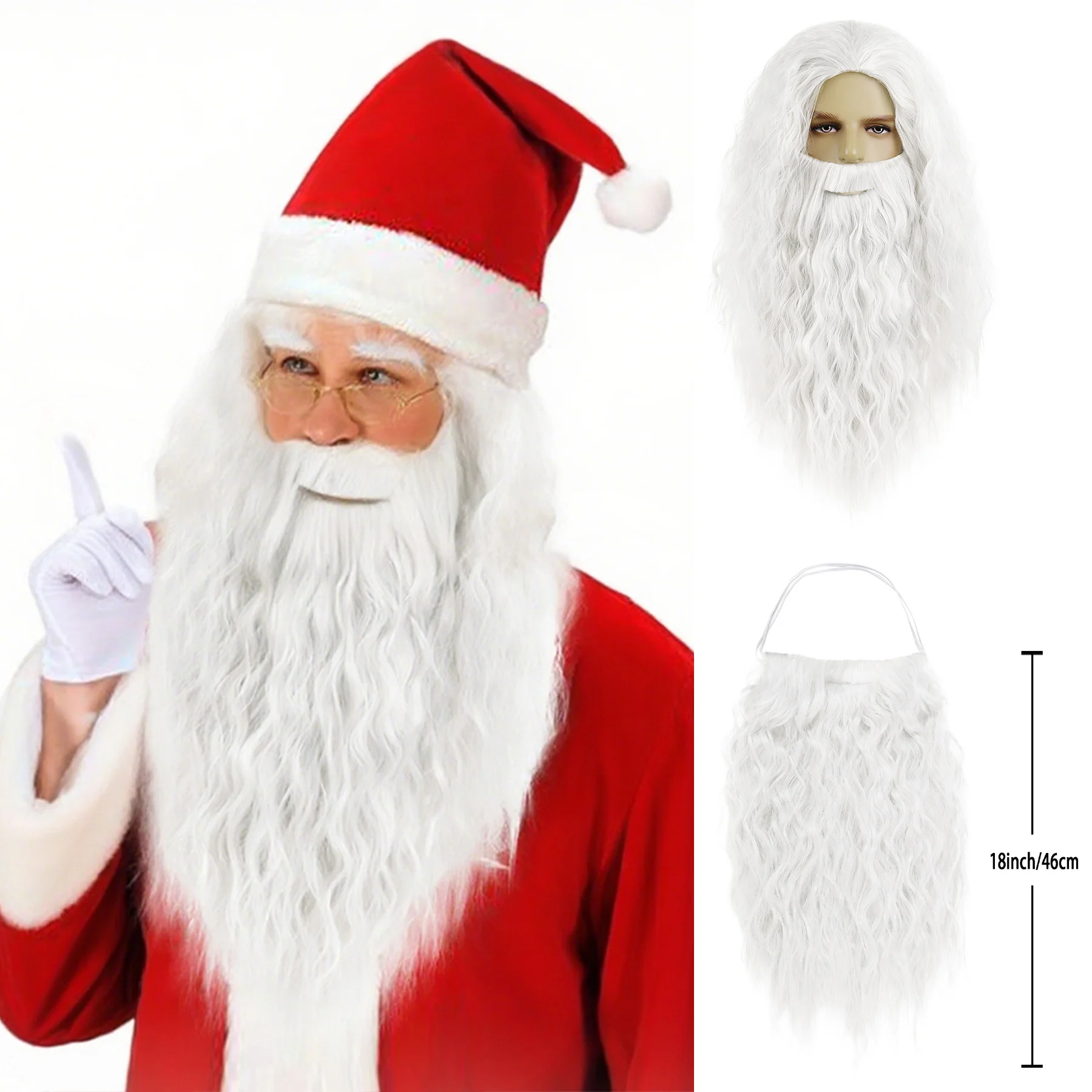 Christmas Cosplay Wig Synthetic Hair Long White/Grey Beard Santa Claus Wigs Unisex Men Women Costume Party Dress Up Halloween
Christmas Cosplay Wig Synthetic Hair Long White/Grey Beard Santa Claus Wigs Unisex Men Women Costume Party Dress Up Halloween