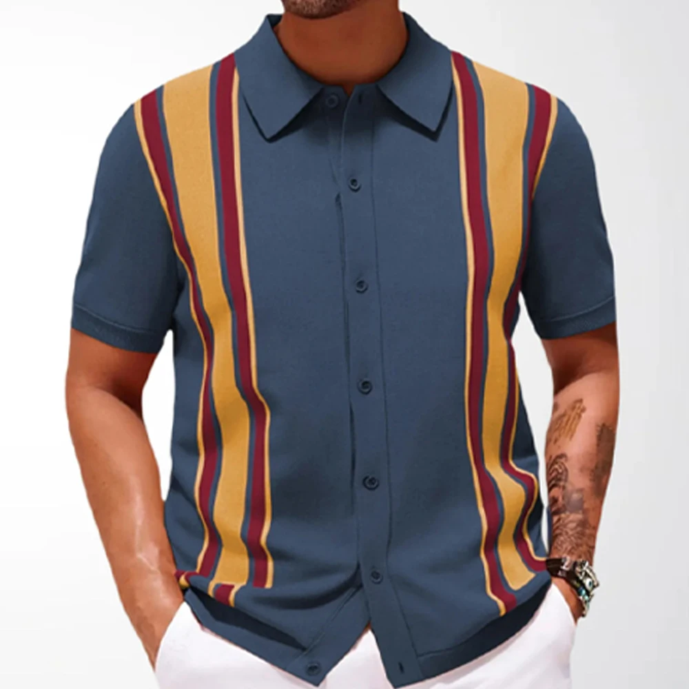 Men's Retro Striped Button-Up Shirt Short Sleeve Casual Summer Shirt Vintage Colorblock Fashion Top
Men's Retro Striped Button-Up Shirt Short Sleeve Casual Summer Shirt Vintage Colorblock Fashion Top