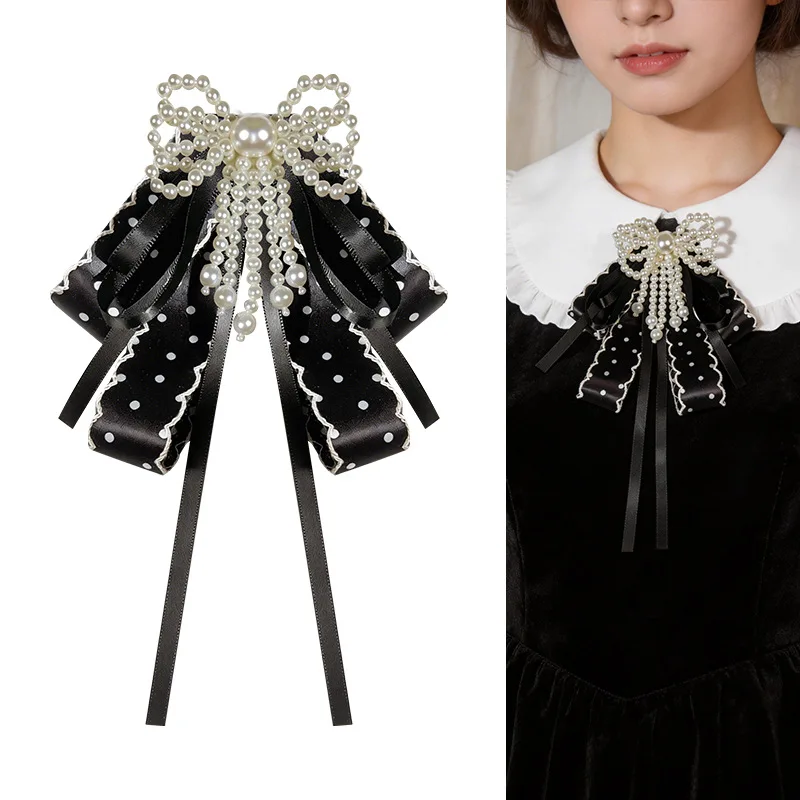 Korean Fabric Pearl Bow Tie Long Tassel Collar Pins Brooch for Women Elegant Fashion Neckline Badge Jewelry Accessory
Korean Fabric Pearl Bow Tie Long Tassel Collar Pins Brooch for Women Elegant Fashion Neckline Badge Jewelry Accessory