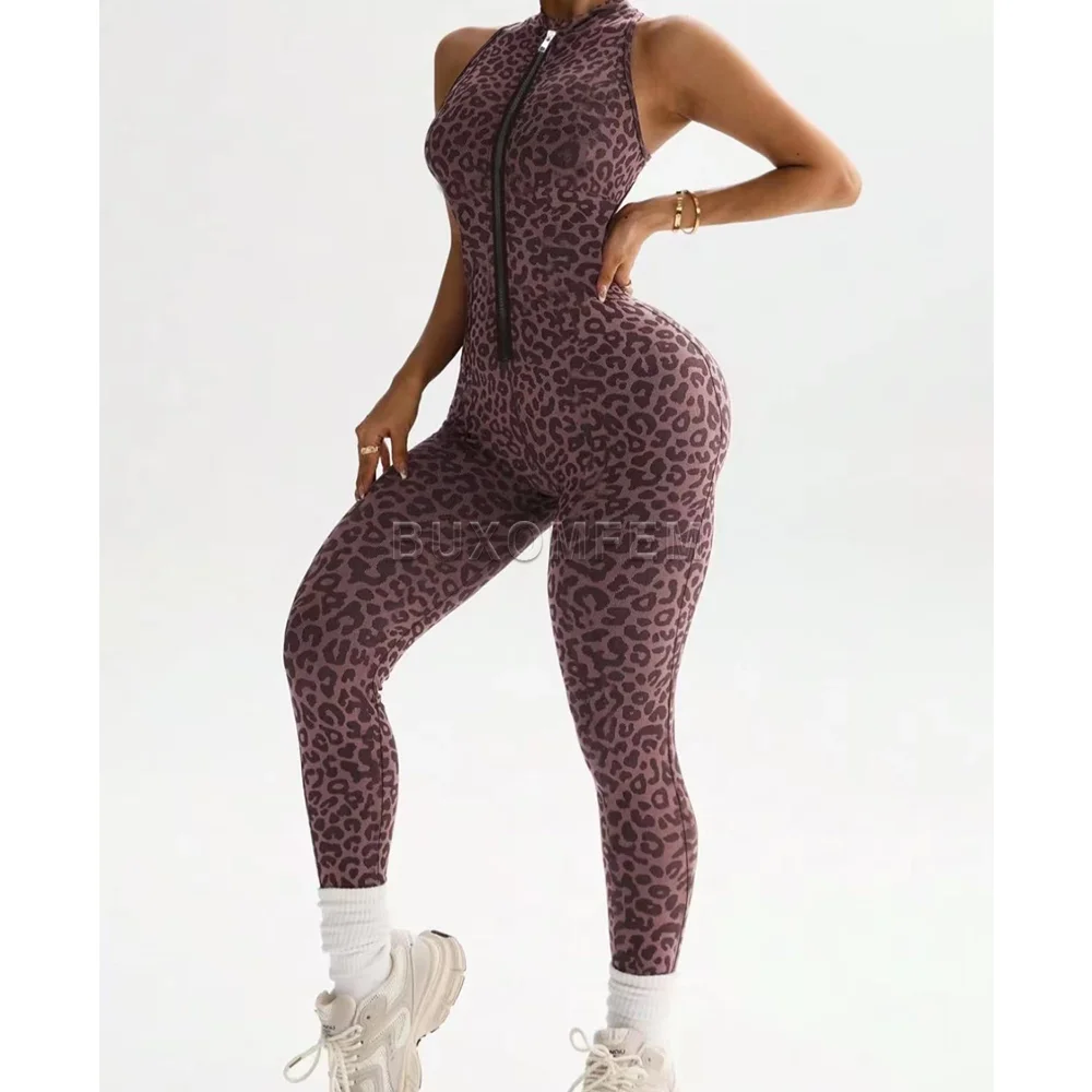 Ladies Stylish One-Piece Yoga Set Female Sleeveless Elastic Bodysuits Women's Leopard Print Cross Back Seamless Flared Jumpsuits
Ladies Stylish One-Piece Yoga Set Female Sleeveless Elastic Bodysuits Women's Leopard Print Cross Back Seamless Flared Jumpsuits