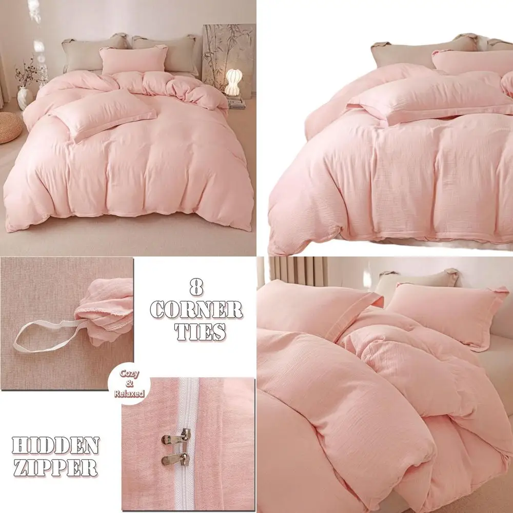 Комплект пододеяльников из 100% хлопка и марли размера Queen, мягкий двухслойный муслин, 3 предмета с наволочками, 90x90, розовый
Комплект пододеяльников из 100% хлопка и марли размера Queen, мягкий двухслойный муслин, 3 предмета с наволочками, 90x90, розовый