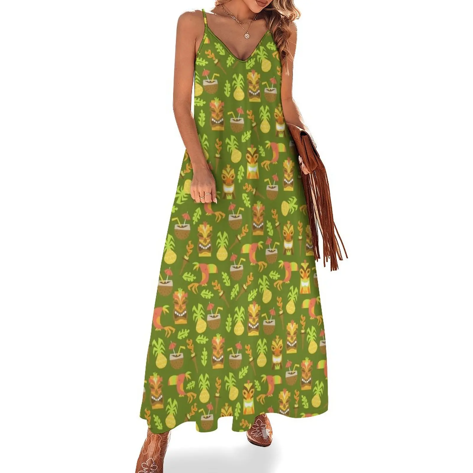 Mid Century Modern MCM Polynesian Tiki Masks Hula Luau Green Sleeveless Dress dresses for womens Long dress woman Women's dress
Mid Century Modern MCM Polynesian Tiki Masks Hula Luau Green Sleeveless Dress dresses for womens Long dress woman Women's dress