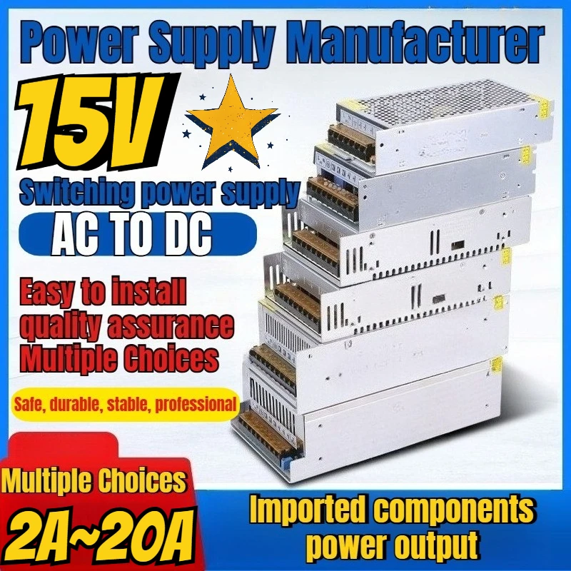 220V To 15V DC Switching Power Supply, 2/10/20A Switching Power Supply, Motor Lighting Transformer
220V To 15V DC Switching Power Supply, 2/10/20A Switching Power Supply, Motor Lighting Transformer