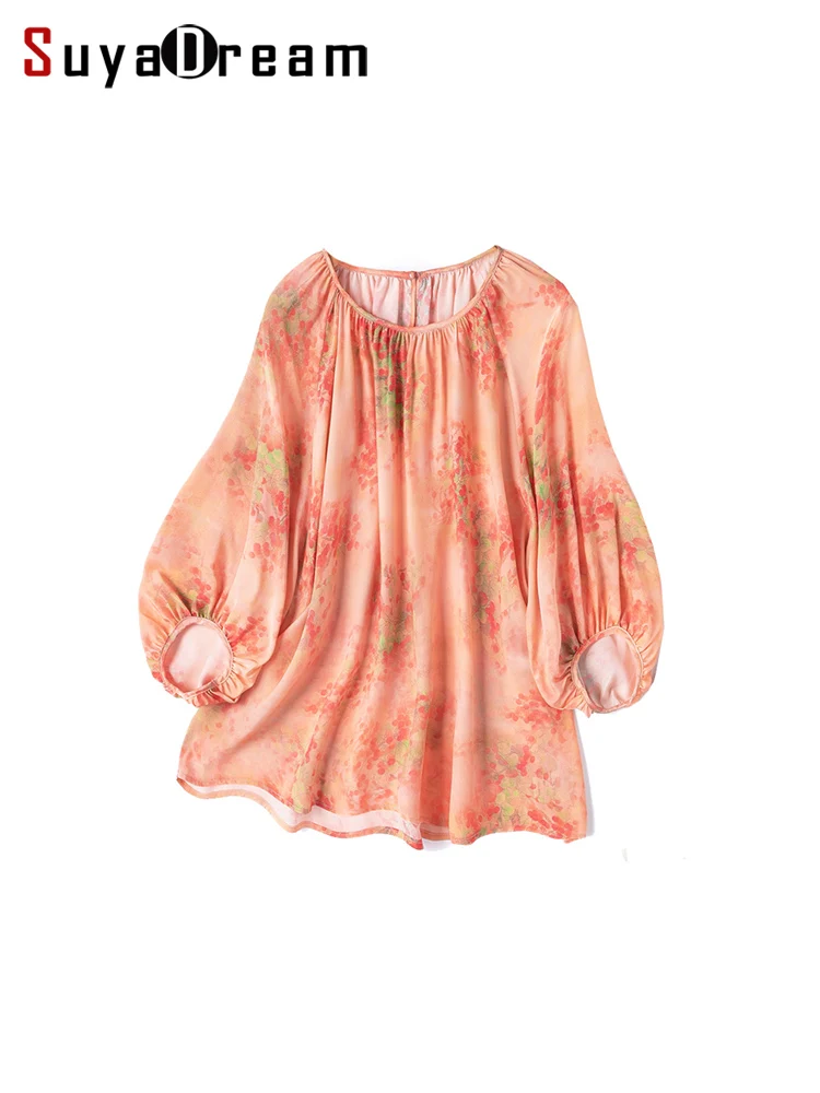 SuyaDream, Woman Floral Blouses, 100%Real Silk, O Neck, Lantern Sleeves T Shirts, 2025 Summer Top, Orange
SuyaDream, Woman Floral Blouses, 100%Real Silk, O Neck, Lantern Sleeves T Shirts, 2025 Summer Top, Orange