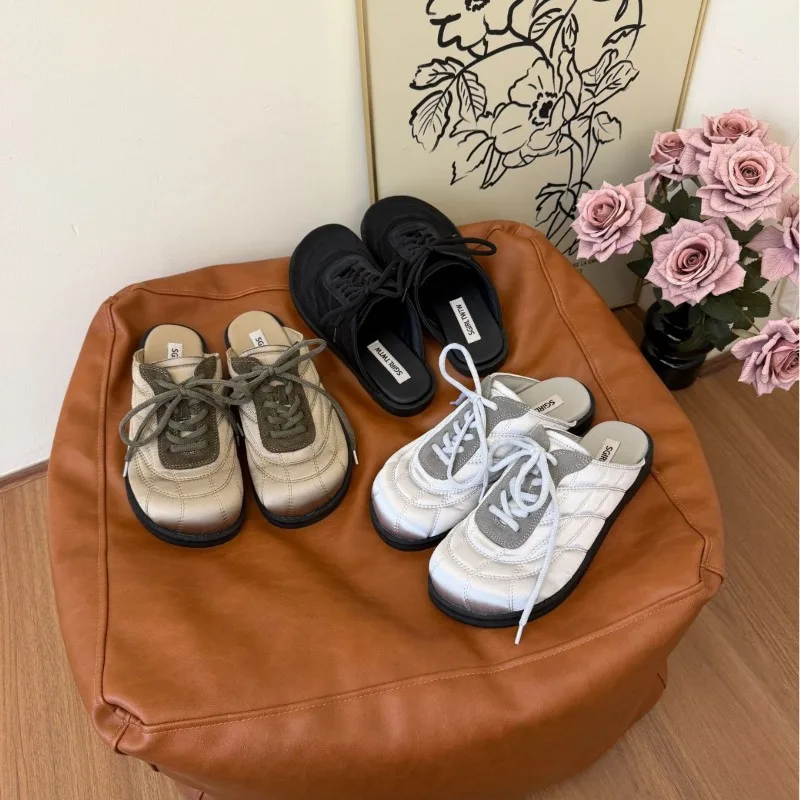 Casual Lace-up Bag Head Slippers Women's Wear Half-drag Retro Versatile Slip-on Muller Sandals
Casual Lace-up Bag Head Slippers Women's Wear Half-drag Retro Versatile Slip-on Muller Sandals