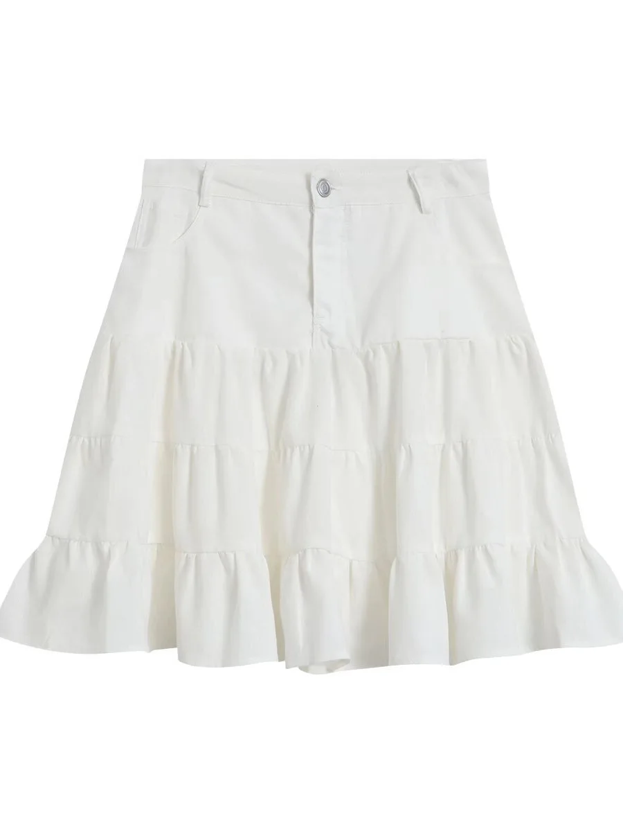 Withered Simple Solid Color Mid Waist Layered Decoration Wide Swing Skirt Woman Clothing Faldas Skirts
Withered Simple Solid Color Mid Waist Layered Decoration Wide Swing Skirt Woman Clothing Faldas Skirts