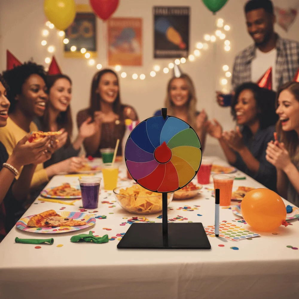 ABS многоразовое колесо для удачи, вращающееся колесо, стабильное основание, цветное колесо для рулетки, вращающееся игровое интерактивное настольное призовое проигрыватель
ABS многоразовое колесо для удачи, вращающееся колесо, стабильное основание, цветное колесо для рулетки, вращающееся игровое интерактивное настольное призовое проигрыватель