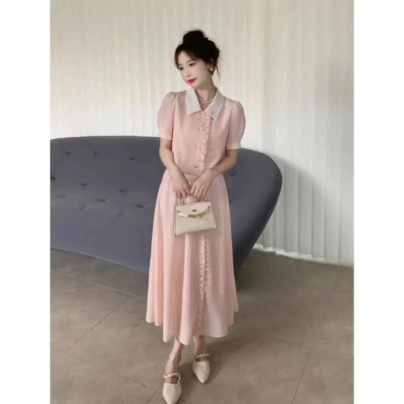 French Fragrance Dress Outfits Women's Summer New Korean Fashion Elegant Polo Neck Top High Waist Half Skirt Two Piece Set
French Fragrance Dress Outfits Women's Summer New Korean Fashion Elegant Polo Neck Top High Waist Half Skirt Two Piece Set