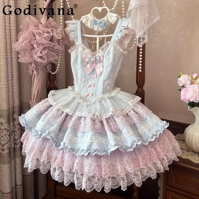 Graceful Girls Waist Cinching Short Dress for Women Ballet Lolita Sweet Cute Blue Pink Dress Lady Puffy Birthday Princess Dress
Graceful Girls Waist Cinching Short Dress for Women Ballet Lolita Sweet Cute Blue Pink Dress Lady Puffy Birthday Princess Dress