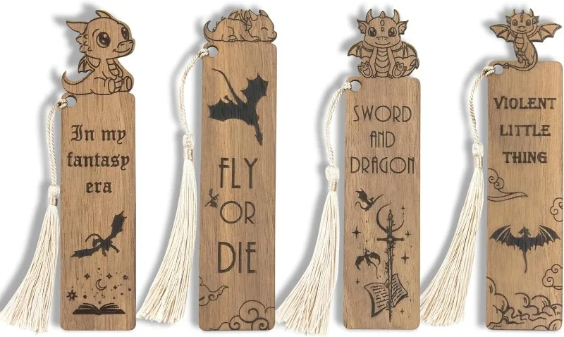 Набор закладок Dragon из 4 штук, деревянная фэнтезийная закладка с кисточками, уникальный подарок для любителей книг, детей, фэнтезийных читателей (орех)
Набор закладок Dragon из 4 штук, деревянная фэнтезийная закладка с кисточками, уникальный подарок для любителей книг, детей, фэнтезийных читателей (орех)
