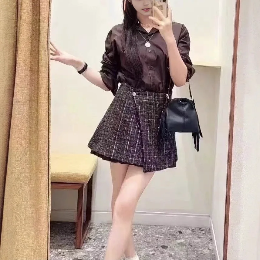 Fall/Winter Women POLO Collar Long Sleeve Detachable Plaid Tweed Solid Mini Dress Single-breasted Hign Waist A-line Shirt Skirt
Fall/Winter Women POLO Collar Long Sleeve Detachable Plaid Tweed Solid Mini Dress Single-breasted Hign Waist A-line Shirt Skirt