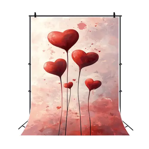 Fondo de fotografía del Día de San Valentín 14 de febrero romántico corazón de amor rojo novia ducha amantes adultos retrato foto telón de fondo