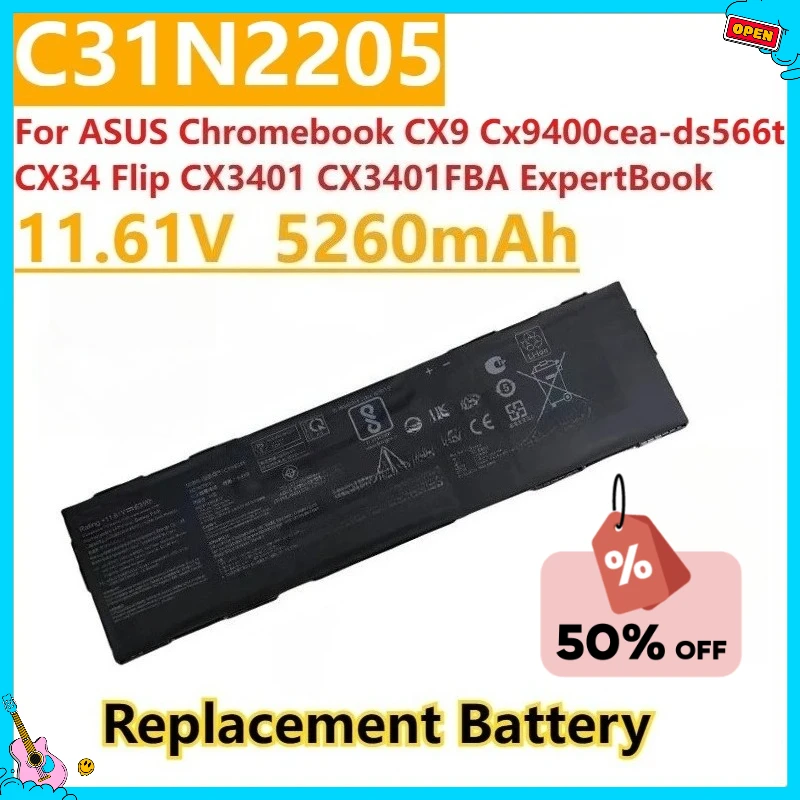 New C31N2205 Laptop Battery 11.61V For ASUS Chromebook CX9 Cx9400cea-ds566t CX34 Flip CX3401 CX3401FBA ExpertBook B3 B3404CVF 
New C31N2205 Laptop Battery 11.61V For ASUS Chromebook CX9 Cx9400cea-ds566t CX34 Flip CX3401 CX3401FBA ExpertBook B3 B3404CVF
