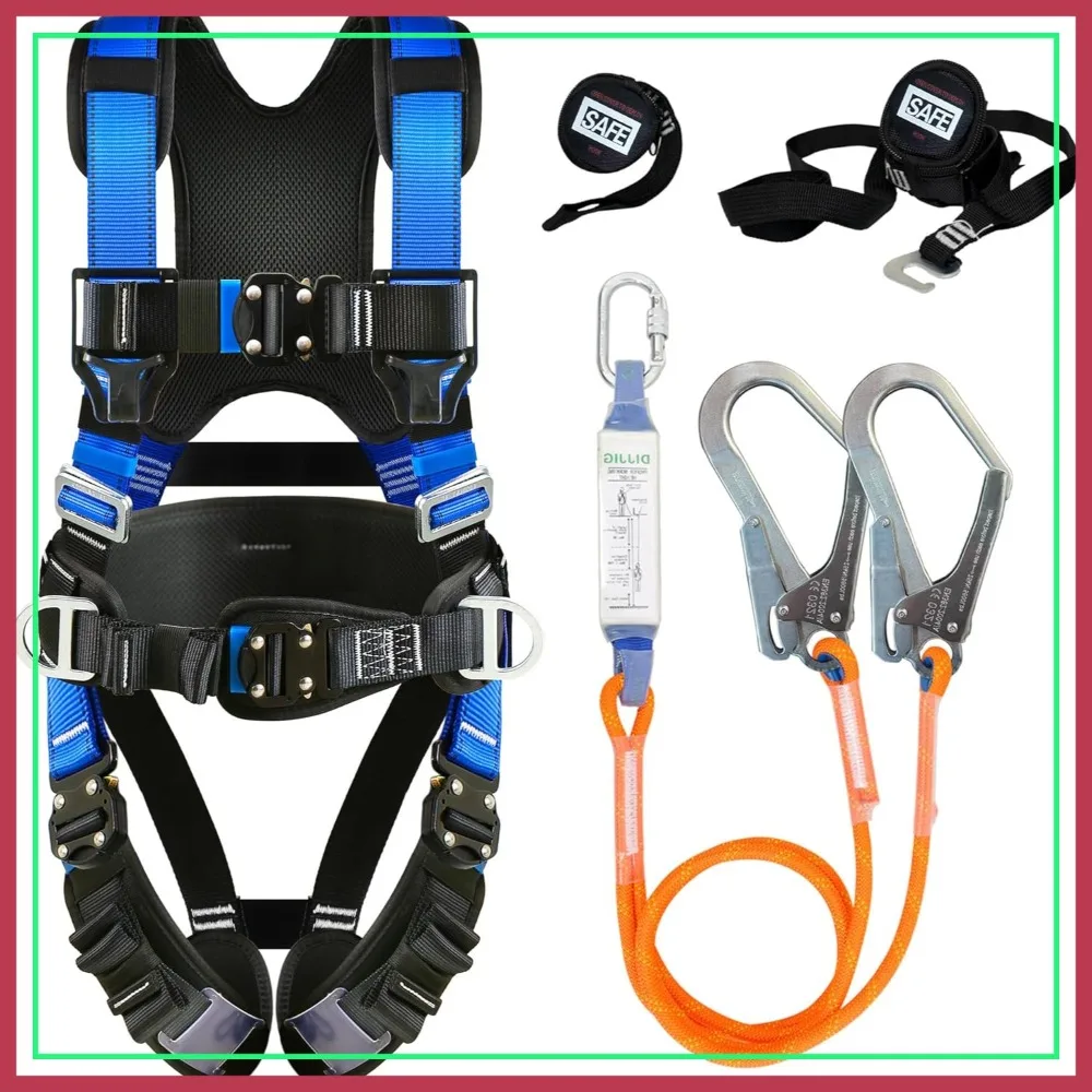 Safety Harness Fall Protection Kit with Shock Absorbing Lanyard & Suspension Trauma Straps, Quick Buckles, Roofing Construction Harness ANSI Compliant Blue
Safety Harness Fall Protection Kit with Shock Absorbing Lanyard & Suspension Trauma Straps, Quick Buckles, Roofing Construction Harness ANSI Compliant Blue