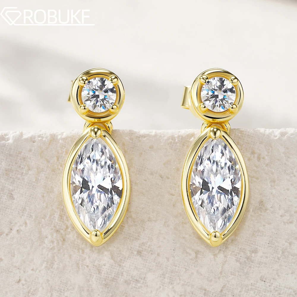 2.4cttw Two Stone Round & Marquise Cut Bezel Set Moissanite Drop Earrings for Women GRA S925 Silver Dangle Earring Fine Jewelry
2.4cttw Two Stone Round & Marquise Cut Bezel Set Moissanite Drop Earrings for Women GRA S925 Silver Dangle Earring Fine Jewelry