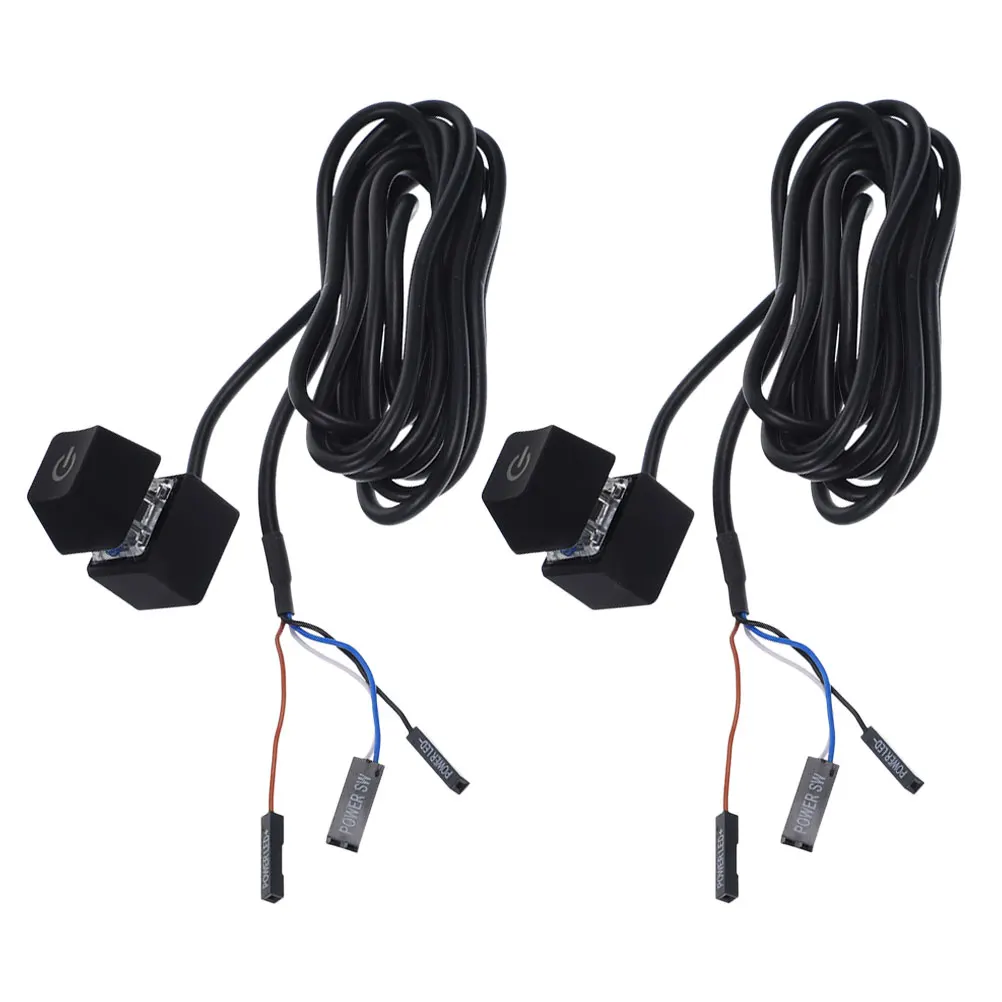 2Pcs Pc Power Button Extension Cable Desktop Power Control Switch Easy Installation Long Cable for Computer Motherboard Reliable