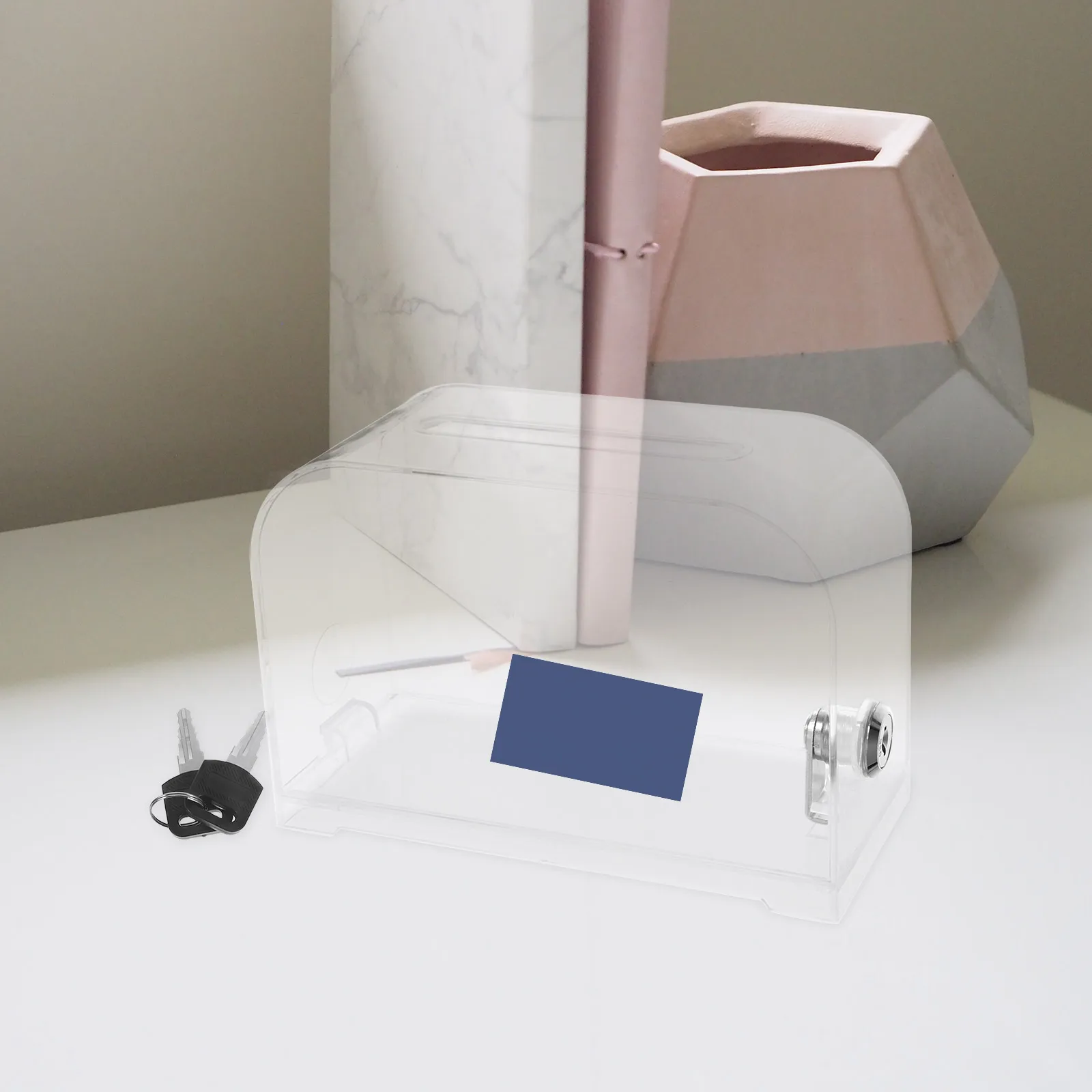 2pcs Clear Fundraising Donation Box Lock Keys Public Ballot Voting Suggestion Container Lockable Acrylic Collection Box For 
2pcs Clear Fundraising Donation Box Lock Keys Public Ballot Voting Suggestion Container Lockable Acrylic Collection Box For