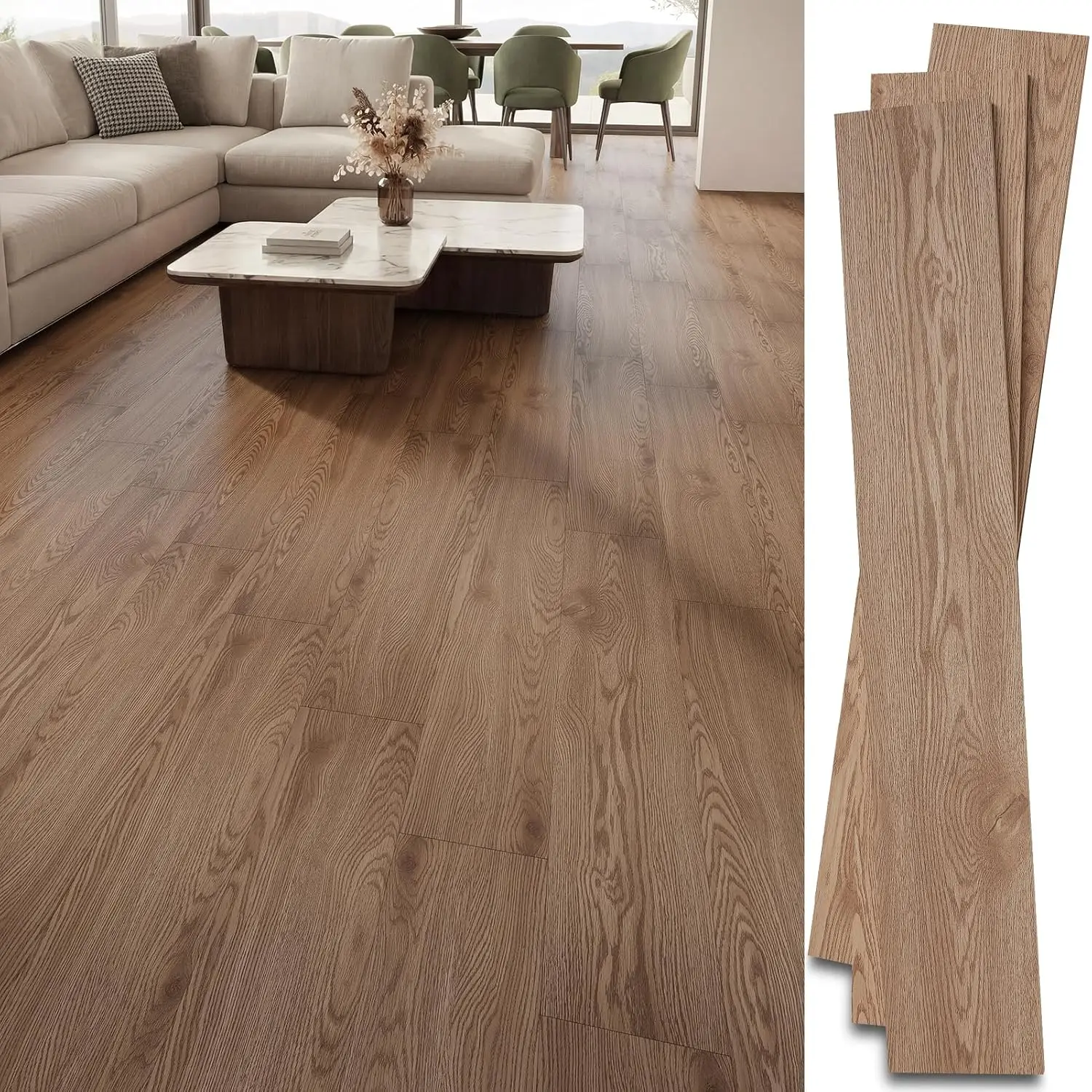 Peel and Stick Vinyl Flooring 36-Pack, Wood Look Waterproof Plank for Bathroom, Living Room, Bedroom, Kitchen
Peel and Stick Vinyl Flooring 36-Pack, Wood Look Waterproof Plank for Bathroom, Living Room, Bedroom, Kitchen