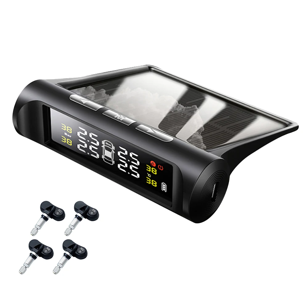 Car TPMS Tire Pressure Monitoring System Solar Power LCD Display Auto Security Alarm Tire Pressure Sensor
Car TPMS Tire Pressure Monitoring System Solar Power LCD Display Auto Security Alarm Tire Pressure Sensor
