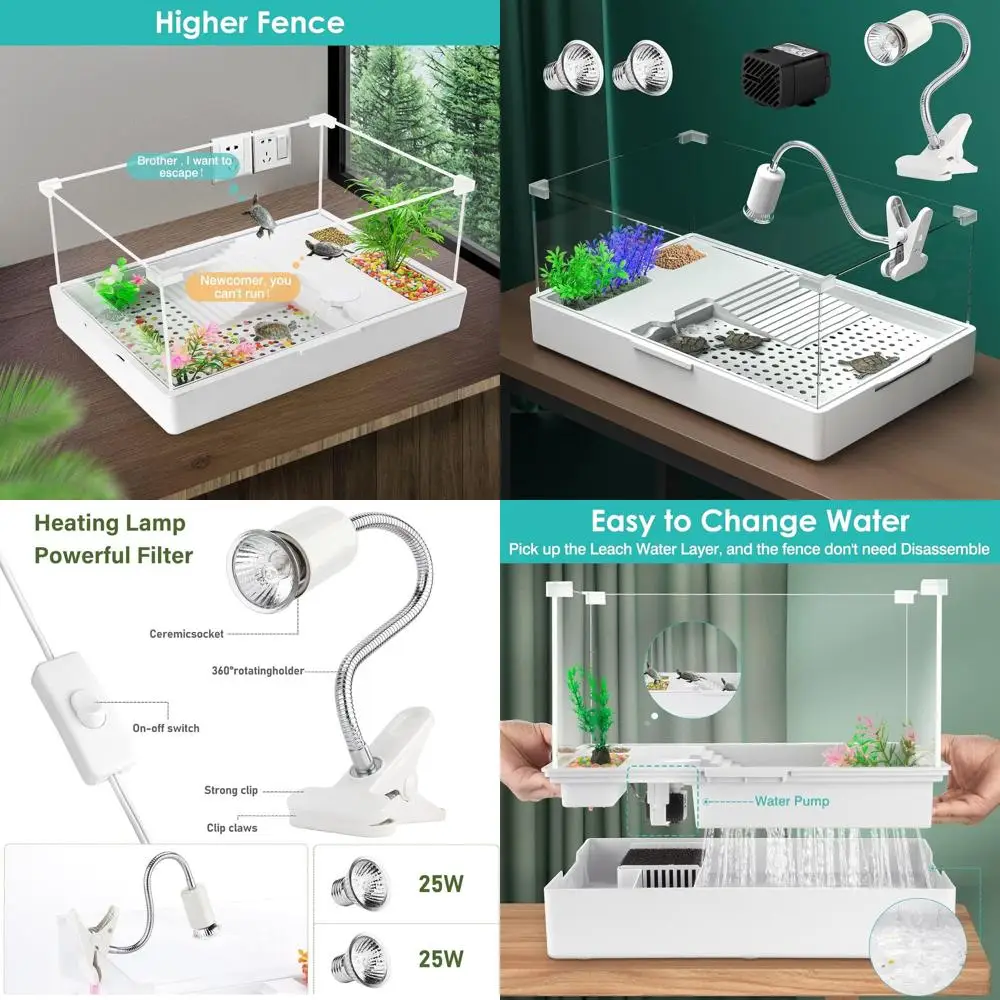 Комплект резервуаров для черепах с подсветкой и водяным насосом с платформой для среды обитания рептилий
Комплект резервуаров для черепах с подсветкой и водяным насосом с платформой для среды обитания рептилий