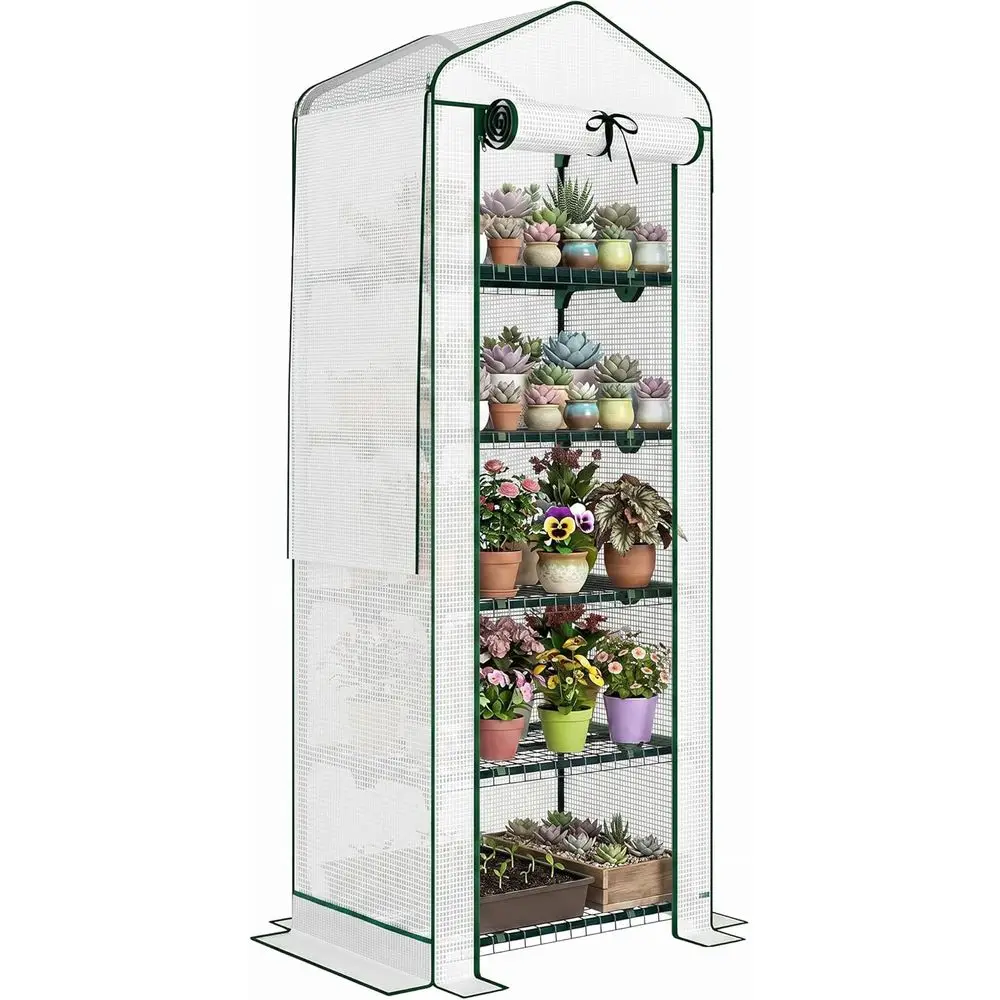 Portable 5-Tier Mini Greenhouse, 27.6 x 19.7 x 75.6, High-Strength PE Cover with Roll-Up Door, Ideal for Garden and Backyard, Wh
Portable 5-Tier Mini Greenhouse, 27.6 x 19.7 x 75.6, High-Strength PE Cover with Roll-Up Door, Ideal for Garden and Backyard, Wh