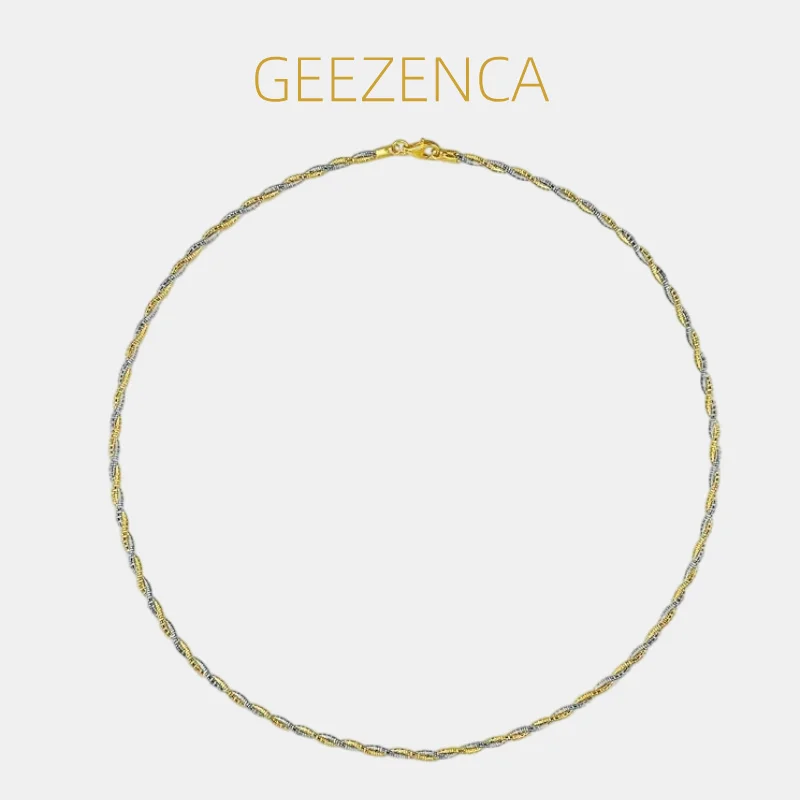 GEEZENCA, итальянское серебро 925 пробы, 2 тона, двухнитовые тканые ожерелья для женщин, двухстрочное витое ожерелье с крученым крутящим моментом, роскошные ювелирные изделия
GEEZENCA, итальянское серебро 925 пробы, 2 тона, двухнитовые тканые ожерелья для женщин, двухстрочное витое ожерелье с крученым крутящим моментом, роскошные ювелирные изделия