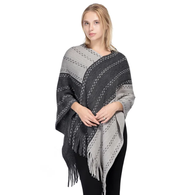 Color Matching Tassel Knitted Shawl Women's Autumn Winter New Warm Acrylic Pullover Cloak Girls' Sweater Coat Gray
Color Matching Tassel Knitted Shawl Women's Autumn Winter New Warm Acrylic Pullover Cloak Girls' Sweater Coat Gray
