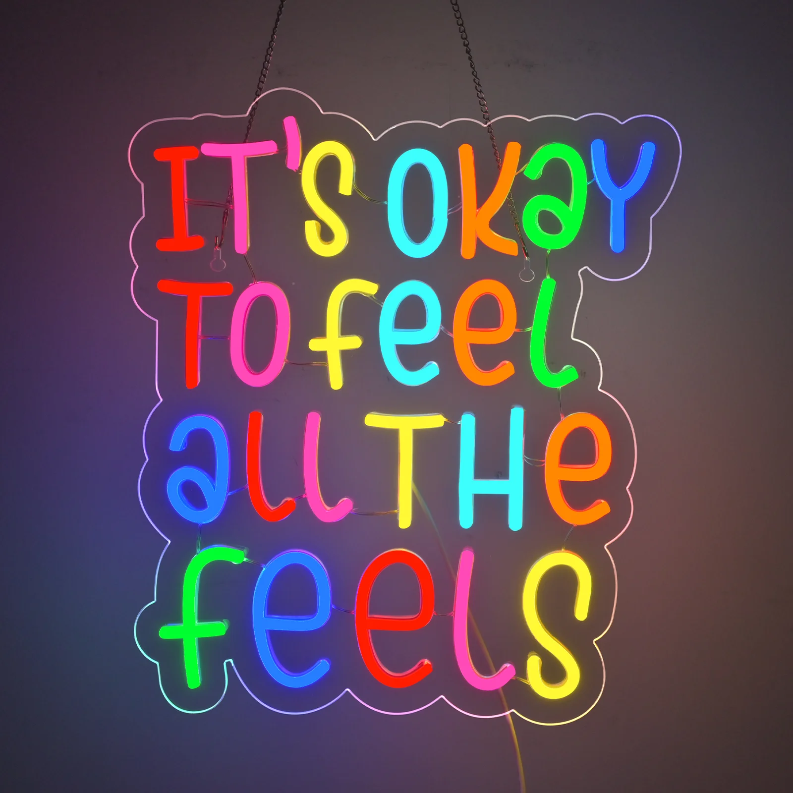 Neon Sign It's Okay to Feel All the Feels Neon Light Mix Color LED Dimmable Wall Hanging Decor for Home Party Gift Bedroom
Neon Sign It's Okay to Feel All the Feels Neon Light Mix Color LED Dimmable Wall Hanging Decor for Home Party Gift Bedroom
