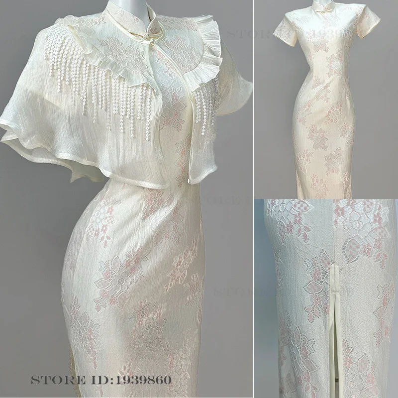 New Chinese Style Womens Qipao Chinese Dress with Shawl Improved Lace Cheongsam Hanfu Dress Sexy Young Girl Vestidos Prom Dress
New Chinese Style Womens Qipao Chinese Dress with Shawl Improved Lace Cheongsam Hanfu Dress Sexy Young Girl Vestidos Prom Dress