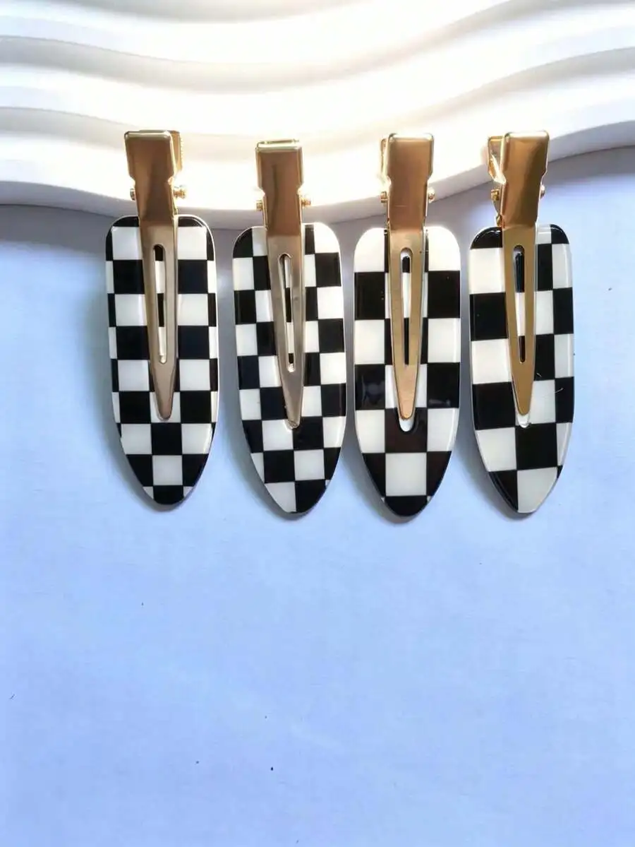 6pcs Acetate Checkered Oval Hair Clips For Women
6pcs Acetate Checkered Oval Hair Clips For Women
