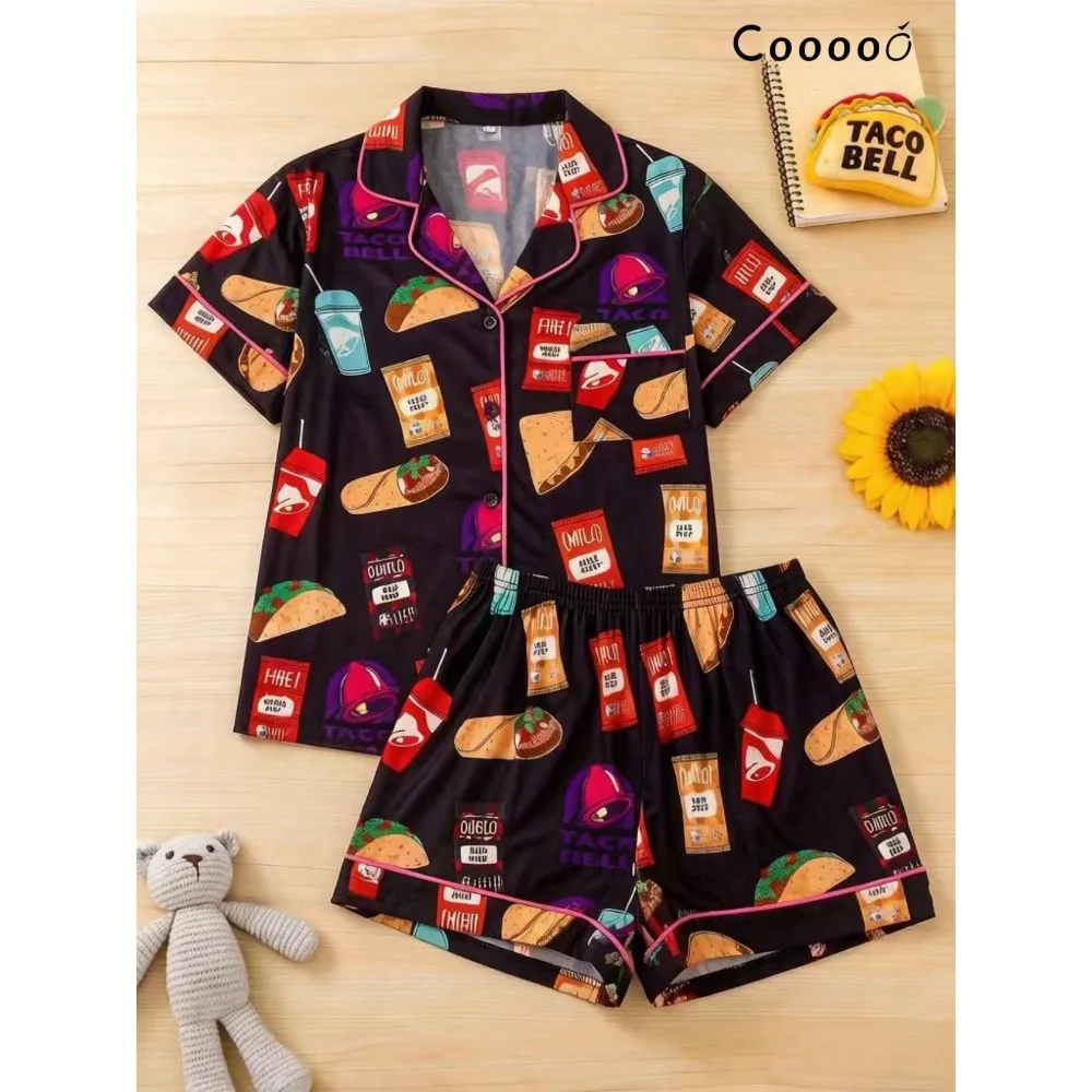 New 2-Piece Casual Food And Bell Style Home Set, Short Sleeved Shorts, Breathable Pajamas, Retro Style, Home Decor
New 2-Piece Casual Food And Bell Style Home Set, Short Sleeved Shorts, Breathable Pajamas, Retro Style, Home Decor