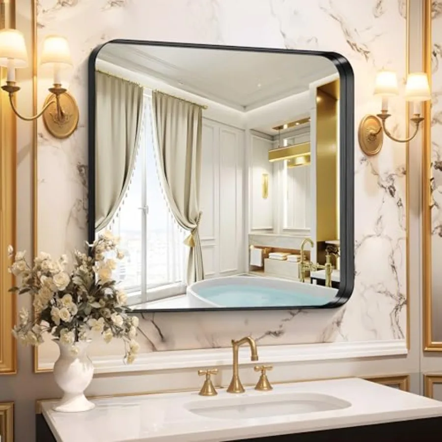 Black Bathroom Mirror, 30"x30" Rectangular Mirror with Deep Metal Frame,,Tempered Glass, Square Mirror for Wall, Oversink, Bedr
Black Bathroom Mirror, 30"x30" Rectangular Mirror with Deep Metal Frame,,Tempered Glass, Square Mirror for Wall, Oversink, Bedr