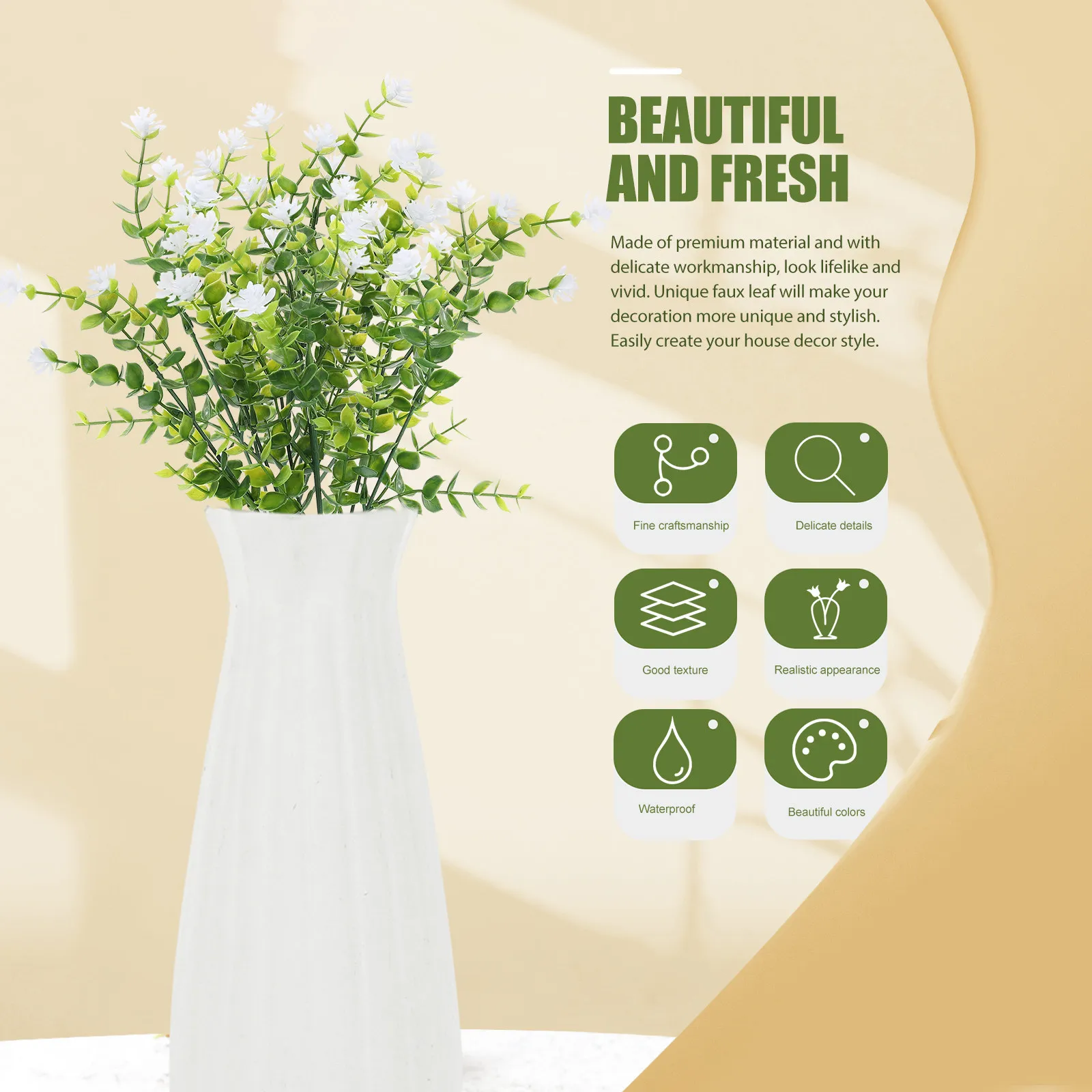 6Pcs Premium Artificial Eucalyptus Leaves Stems Realistic Lifelike Fake Green Plants for Wedding Party Home Decor Jungle
6Pcs Premium Artificial Eucalyptus Leaves Stems Realistic Lifelike Fake Green Plants for Wedding Party Home Decor Jungle
