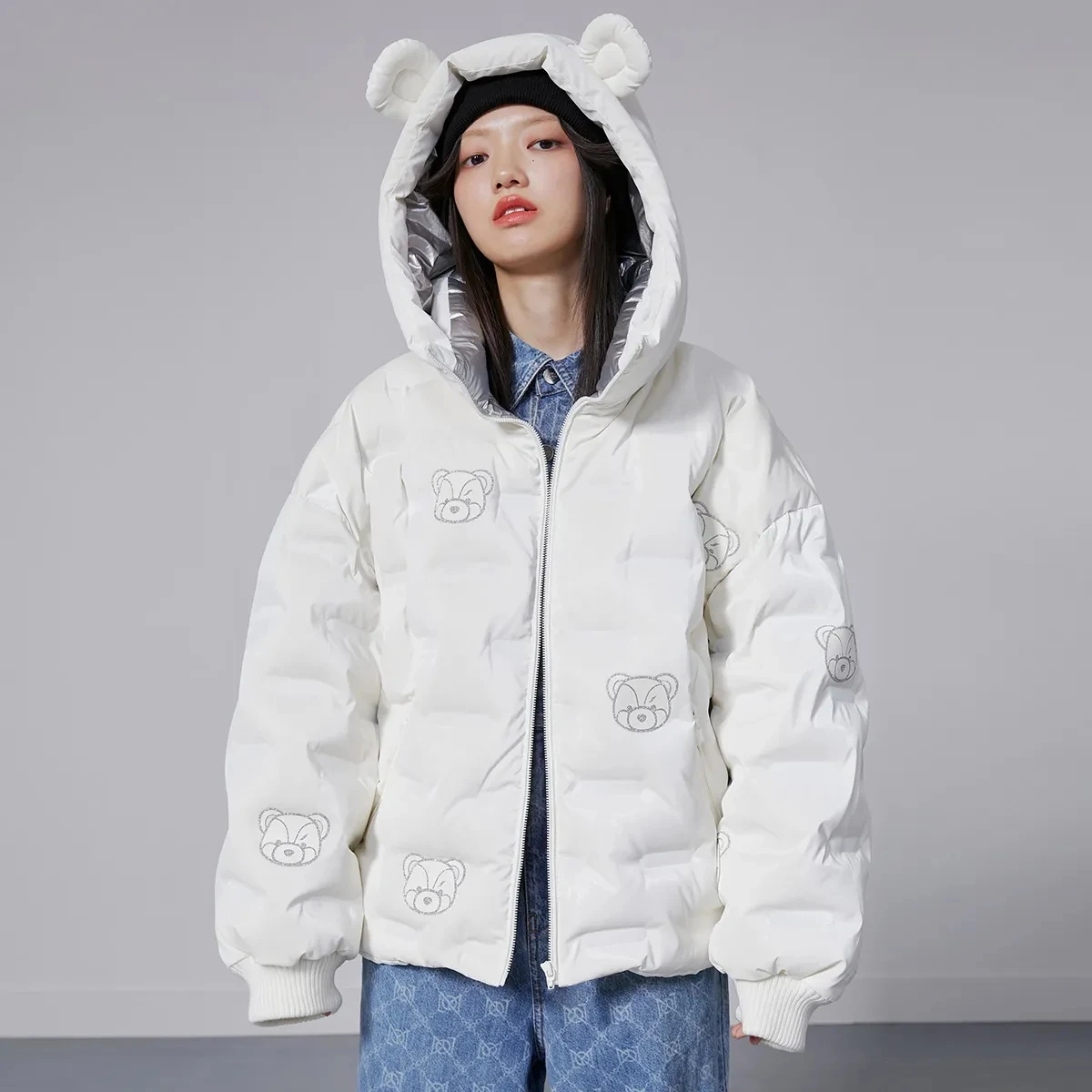 Couples Letter Print Winter Jacket Womens Thickened Warm Jacket Fashion Letter Shiny Hooded Cotton Coat Jacket with Hood Coats
Couples Letter Print Winter Jacket Womens Thickened Warm Jacket Fashion Letter Shiny Hooded Cotton Coat Jacket with Hood Coats