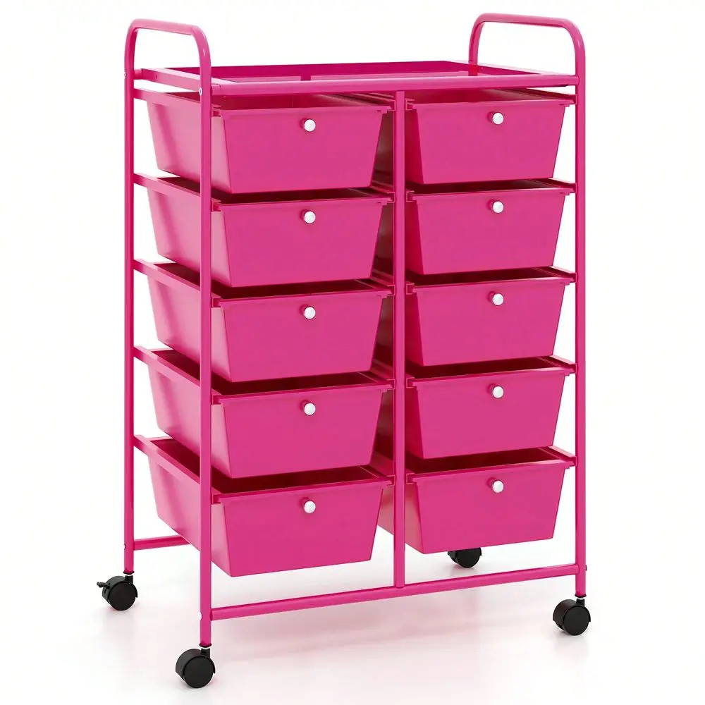 10Drawer Storage Cart Utility Rolling Trolley Kitchen Organizer Hot Pink Outdoor Decor
10Drawer Storage Cart Utility Rolling Trolley Kitchen Organizer Hot Pink Outdoor Decor