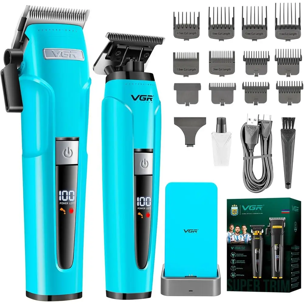 Professional Hair Clipper & Trimmer Set with Charging Dock, 440 Min Runtime & LED Display - Rechargeable Kit for Barbers and Hom
Professional Hair Clipper & Trimmer Set with Charging Dock, 440 Min Runtime & LED Display - Rechargeable Kit for Barbers and Hom