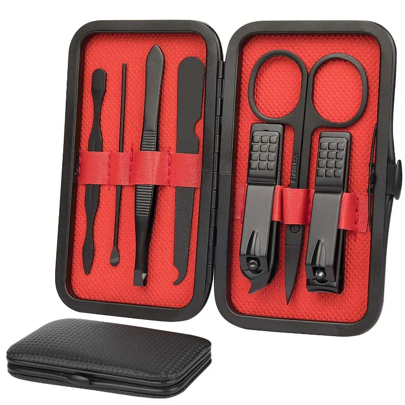 Women Man Professional Nail, Pedicure Kit, Gift Manicure Grooming Set with Black Leather Case, 7 Pieces
Women Man Professional Nail, Pedicure Kit, Gift Manicure Grooming Set with Black Leather Case, 7 Pieces