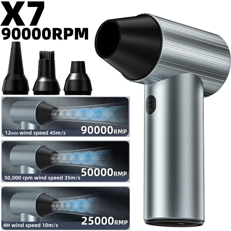 Powerful Air Blower Handheld Brushless Motor 90000 RPM X7 Violent Blower Mini Turbo Jet Fan Wind Speed 45m/s industrial Duct Fan
Powerful Air Blower Handheld Brushless Motor 90000 RPM X7 Violent Blower Mini Turbo Jet Fan Wind Speed 45m/s industrial Duct Fan