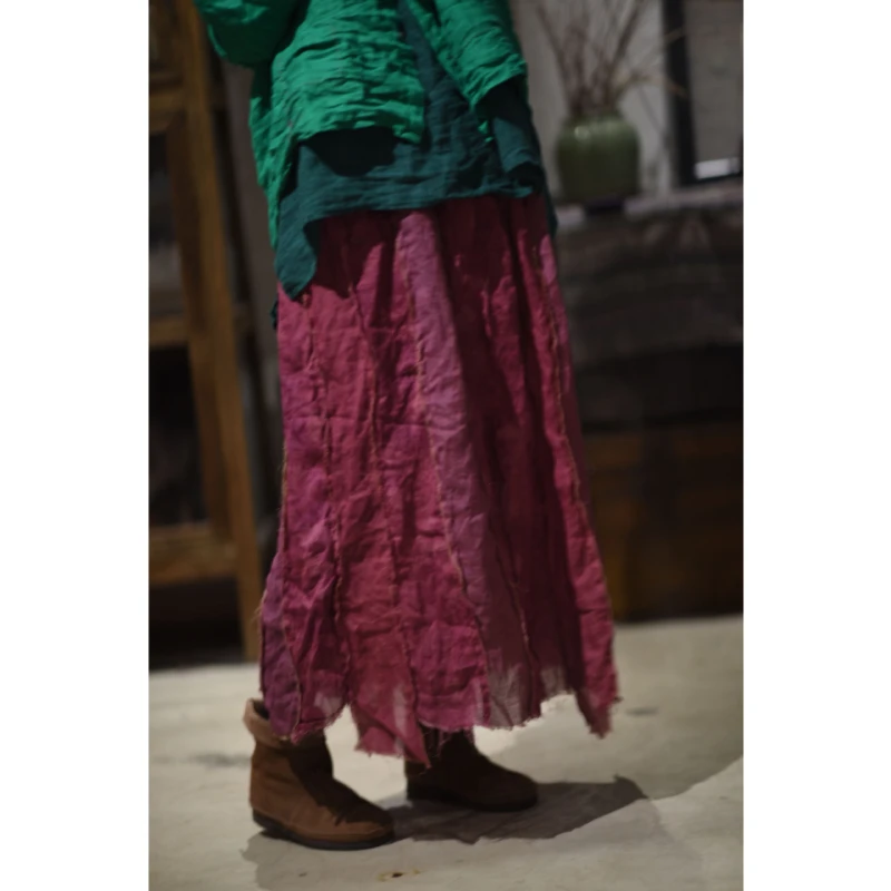 Women Patchwork Natural Ramie Skirt Vintage Casual Matched High Waist Pleated Maxi Skirt Clothing Ladies A-line Loose Long Skirt
Women Patchwork Natural Ramie Skirt Vintage Casual Matched High Waist Pleated Maxi Skirt Clothing Ladies A-line Loose Long Skirt