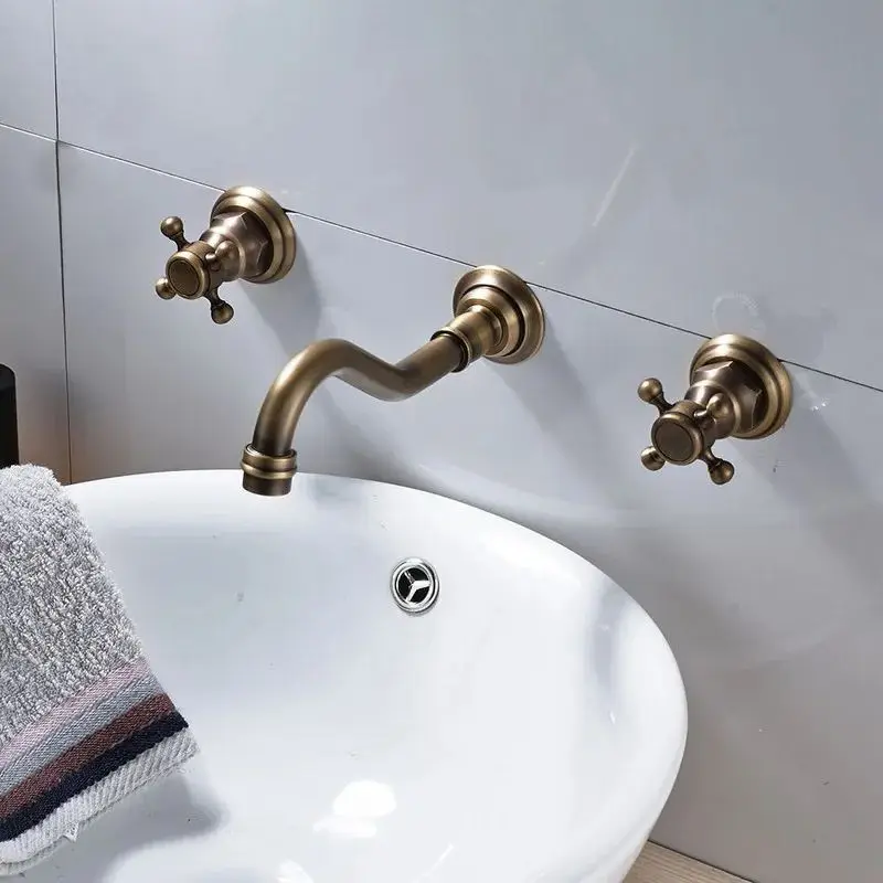 Antique Brass Bathroom Sink Mixer Tap Faucet Dual Handles 3 Holes Mixer Tap Wall Mounted Bathroom Faucet ZD181
Antique Brass Bathroom Sink Mixer Tap Faucet Dual Handles 3 Holes Mixer Tap Wall Mounted Bathroom Faucet ZD181